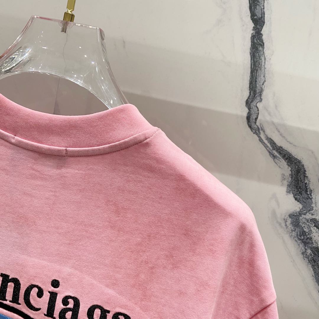 BALENCIAGA 320g Oversized Cotton T-Shirt with Wave-Inspired Coca-Cola Style Logo Embroidery – Unisex (S–XL)