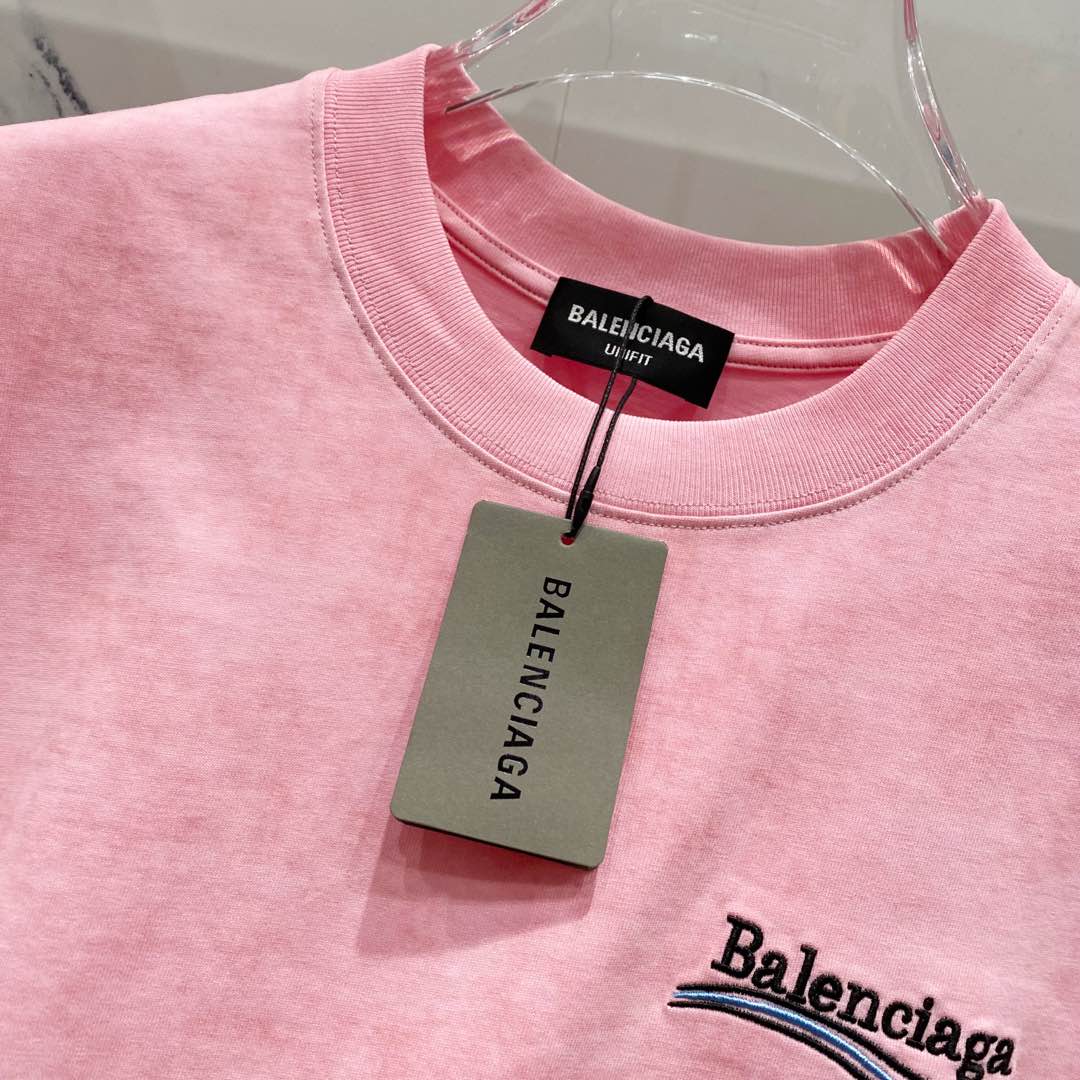 BALENCIAGA 320g Oversized Cotton T-Shirt with Wave-Inspired Coca-Cola Style Logo Embroidery – Unisex (S–XL)