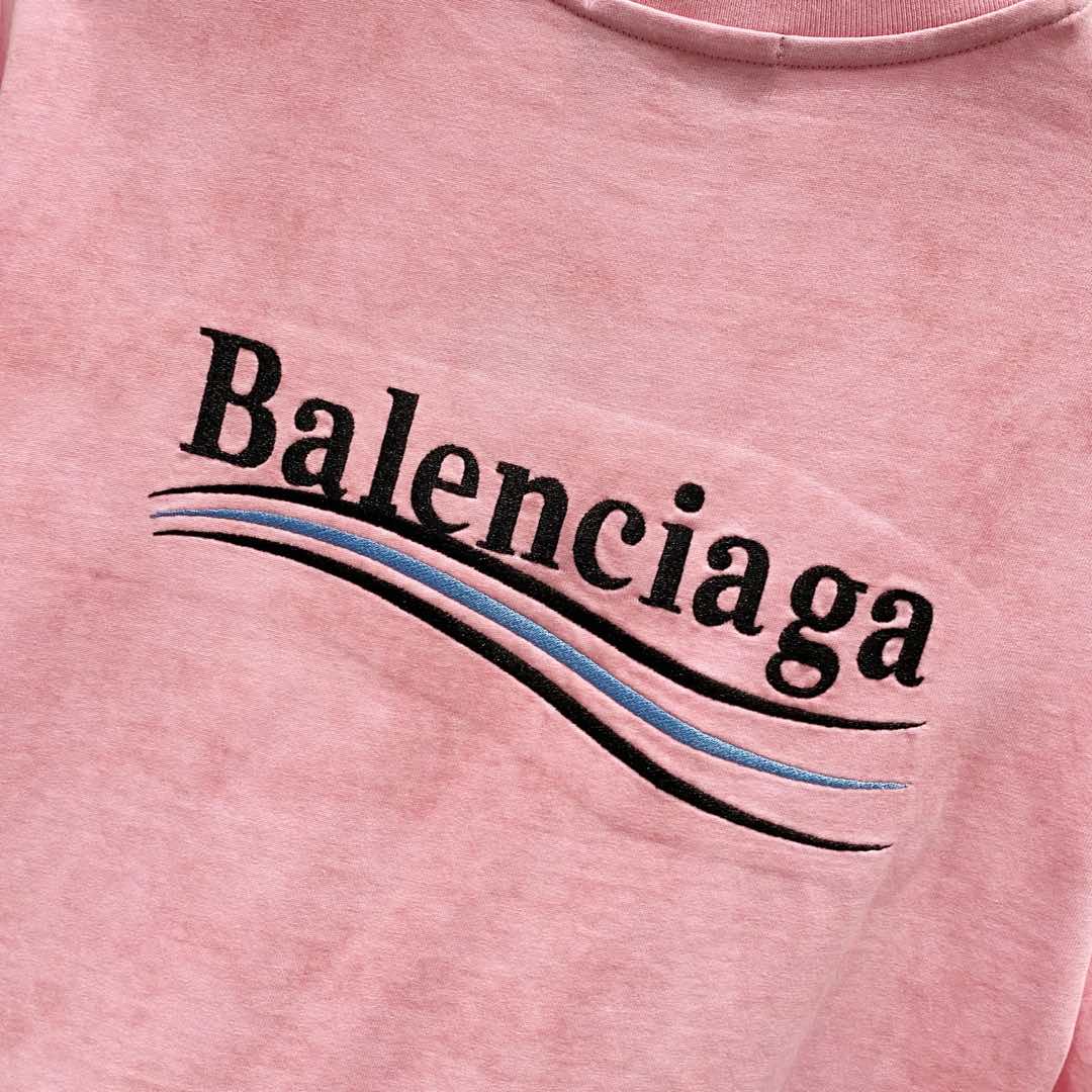 BALENCIAGA 320g Oversized Cotton T-Shirt with Wave-Inspired Coca-Cola Style Logo Embroidery – Unisex (S–XL)