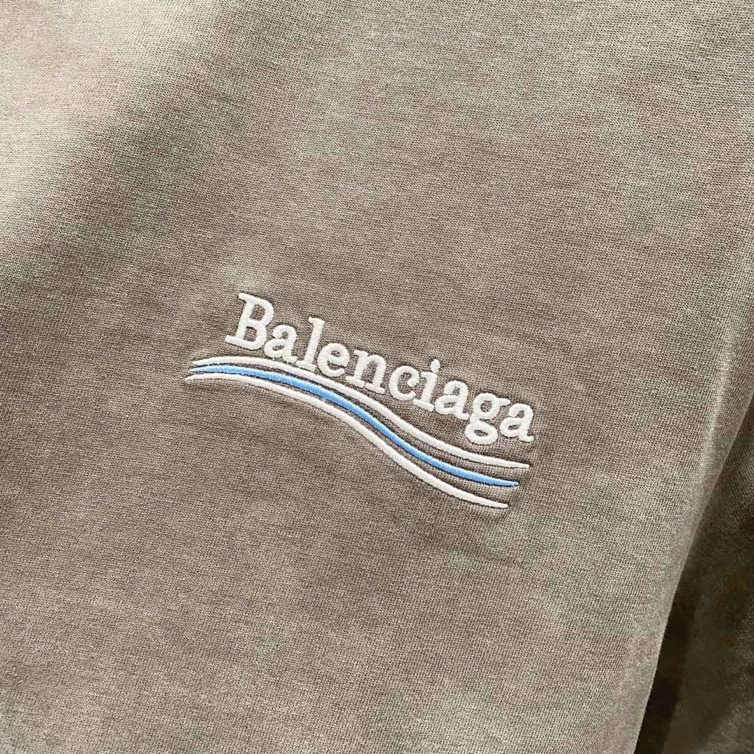 BALENCIAGA 320g Oversized Cotton T-Shirt with Wave-Inspired Coca-Cola Style Logo Embroidery – Unisex (S–XL)