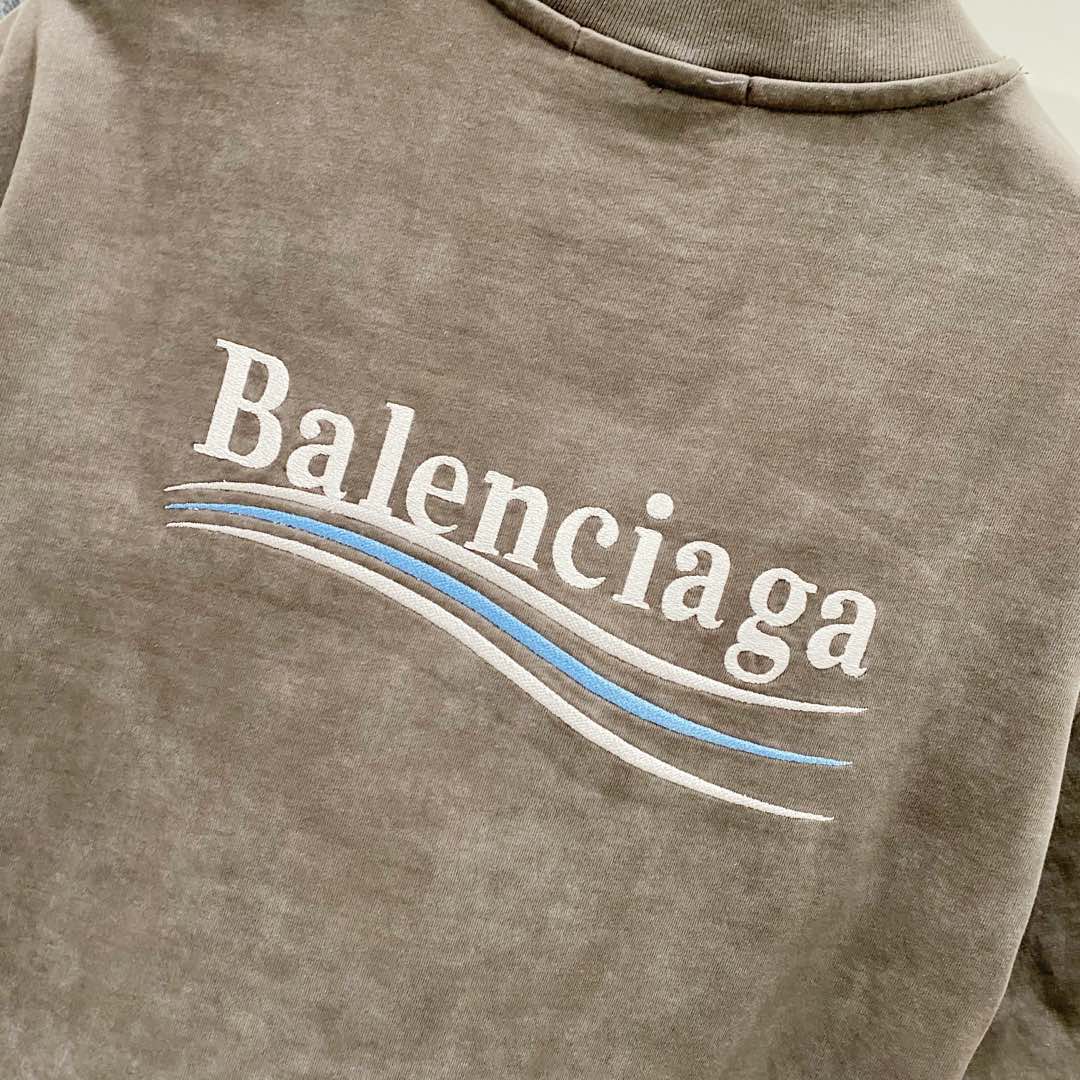 BALENCIAGA 320g Oversized Cotton T-Shirt with Wave-Inspired Coca-Cola Style Logo Embroidery – Unisex (S–XL)