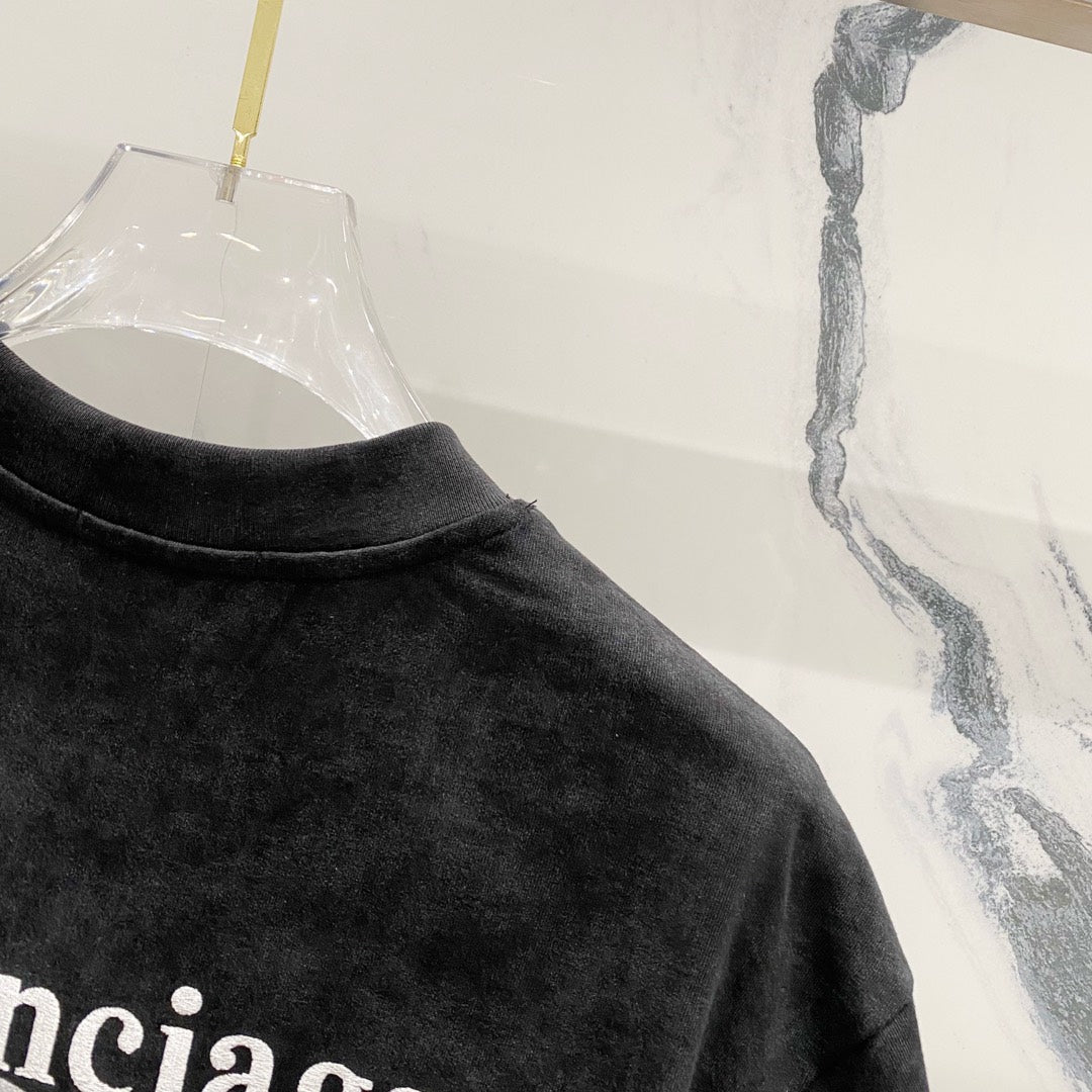 BALENCIAGA 320g Oversized Cotton T-Shirt with Wave-Inspired Coca-Cola Style Logo Embroidery – Unisex (S–XL)