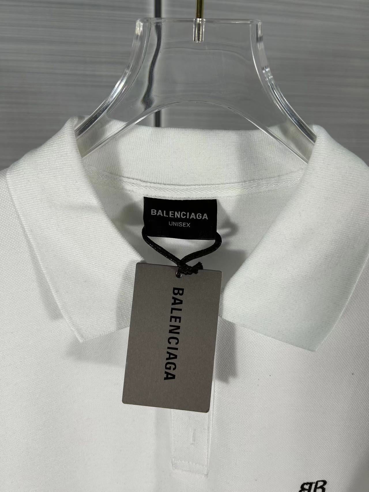 BALENCIAGA 24SS Double-B Embroidered Polo Shirt – Unisex Relaxed Fit (Size 1–3)