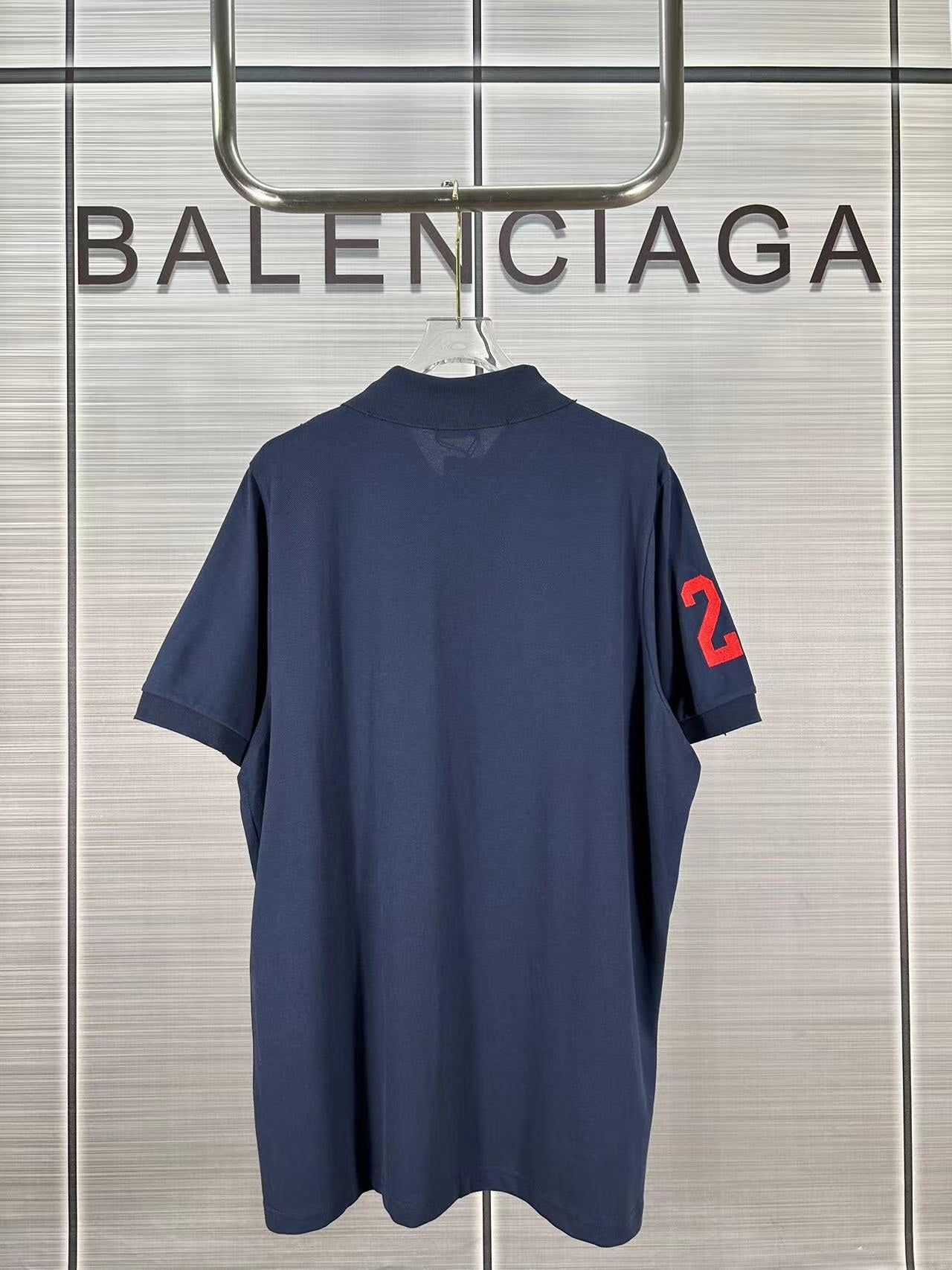 BALENCIAGA 24SS Embroidered Warhorse Polo Shirt – Unisex Relaxed Fit (Size 1–3)