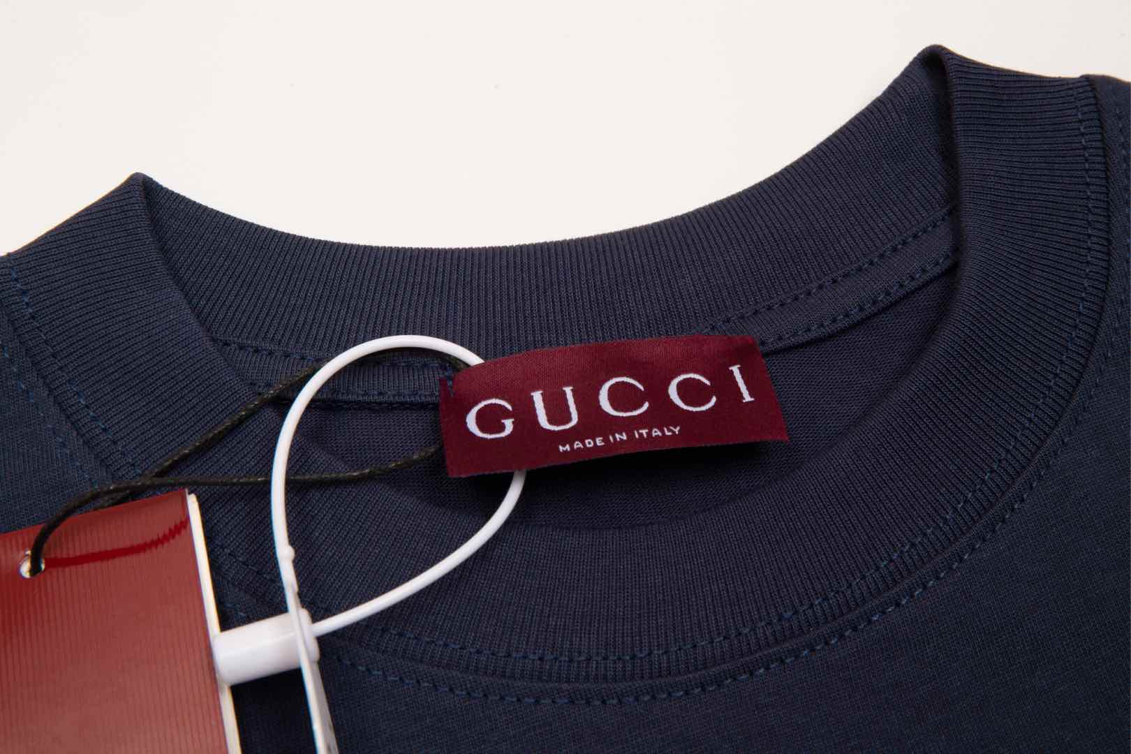 GUCCI 2025 New Embroidered Logo Cotton Crewneck T-Shirt (S–2XL)