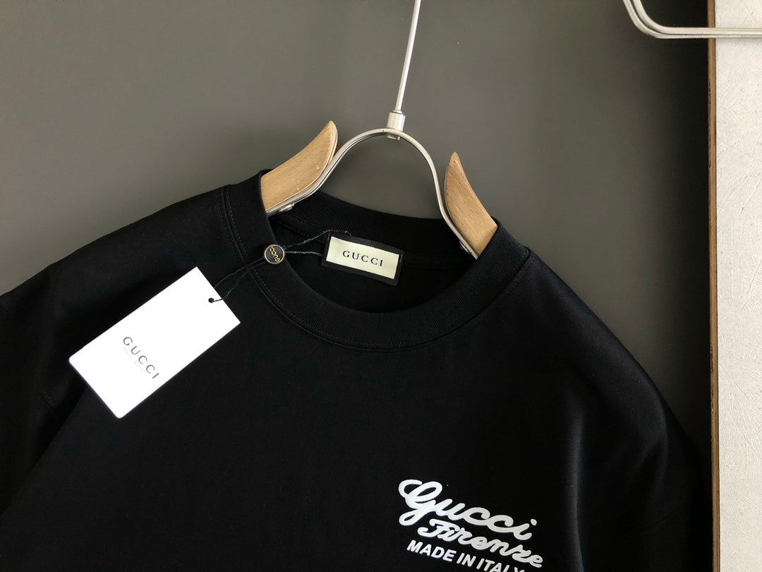 GUCCI 2025 New Embroidered Logo Cotton Crewneck T-Shirt (S–2XL)