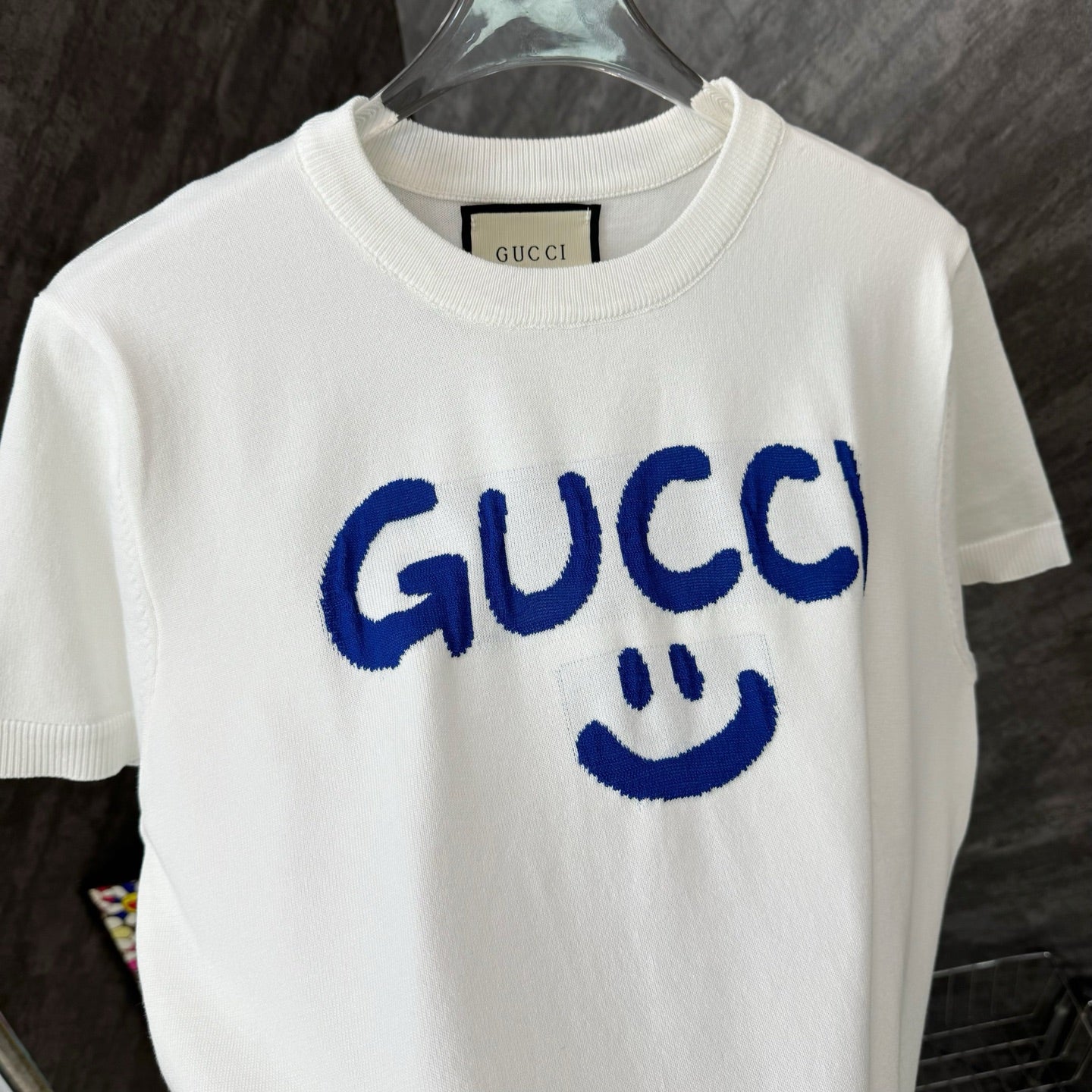 GUCCI Smiley Logo Jacquard Knit T-Shirt (S–XL)