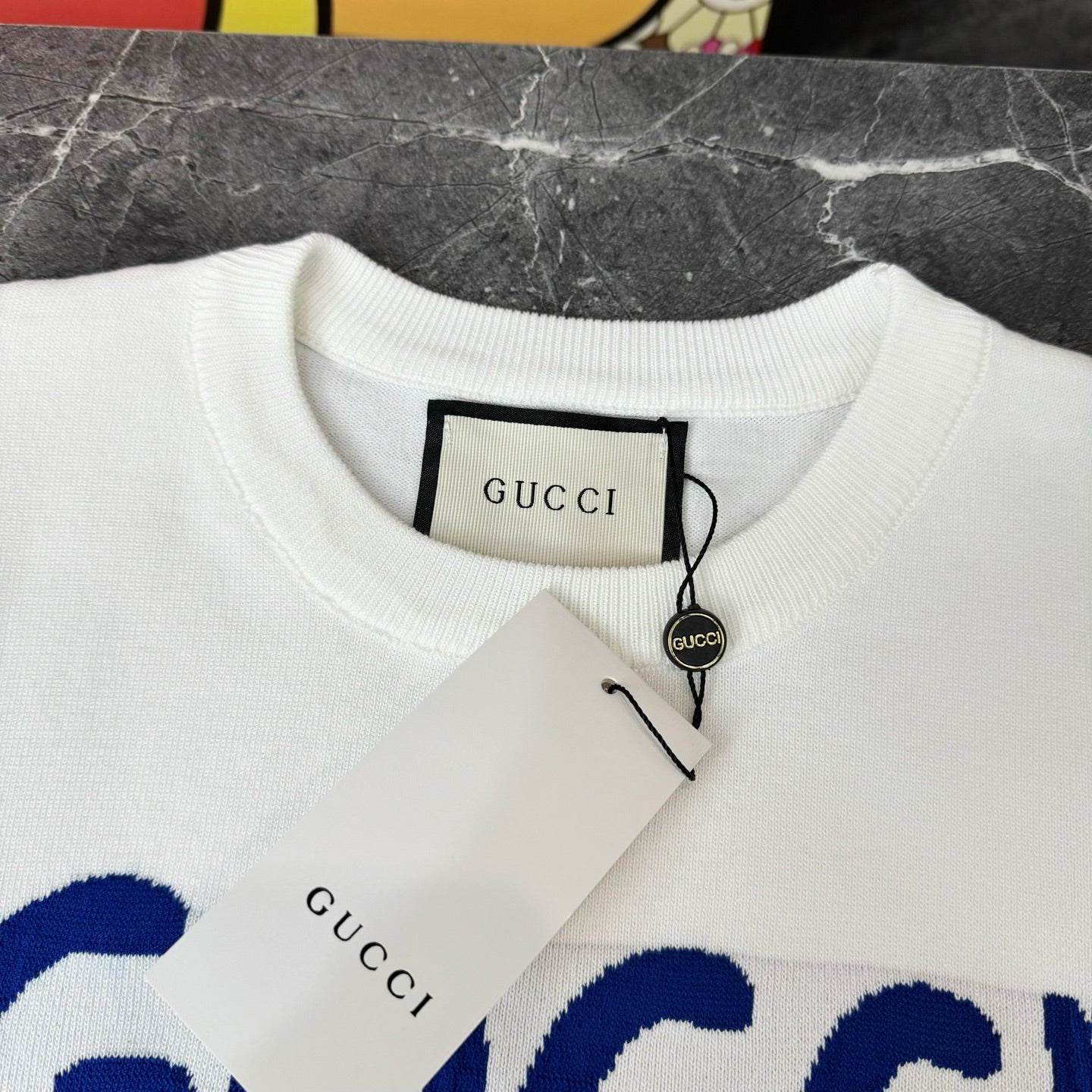 GUCCI Smiley Logo Jacquard Knit T-Shirt (S–XL)