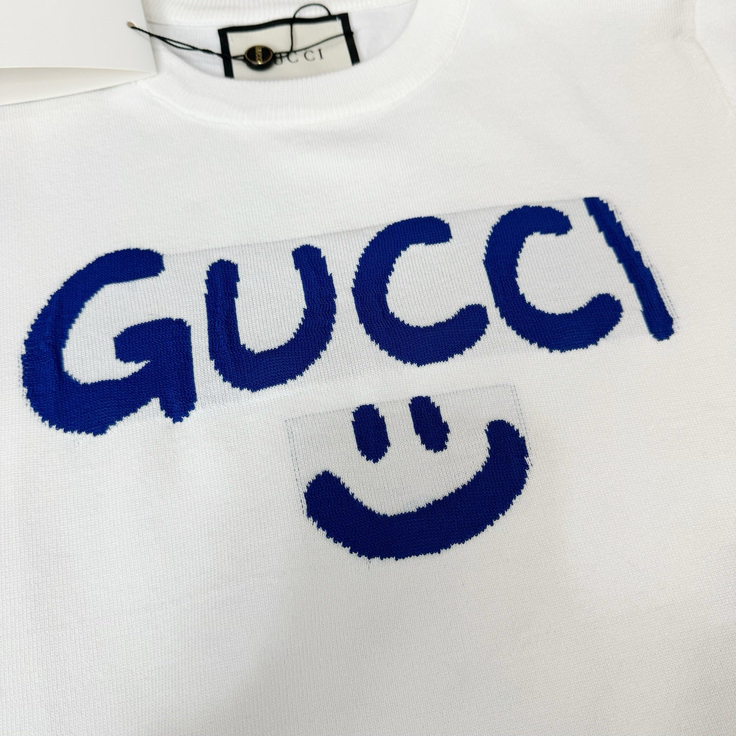 GUCCI Smiley Logo Jacquard Knit T-Shirt (S–XL)