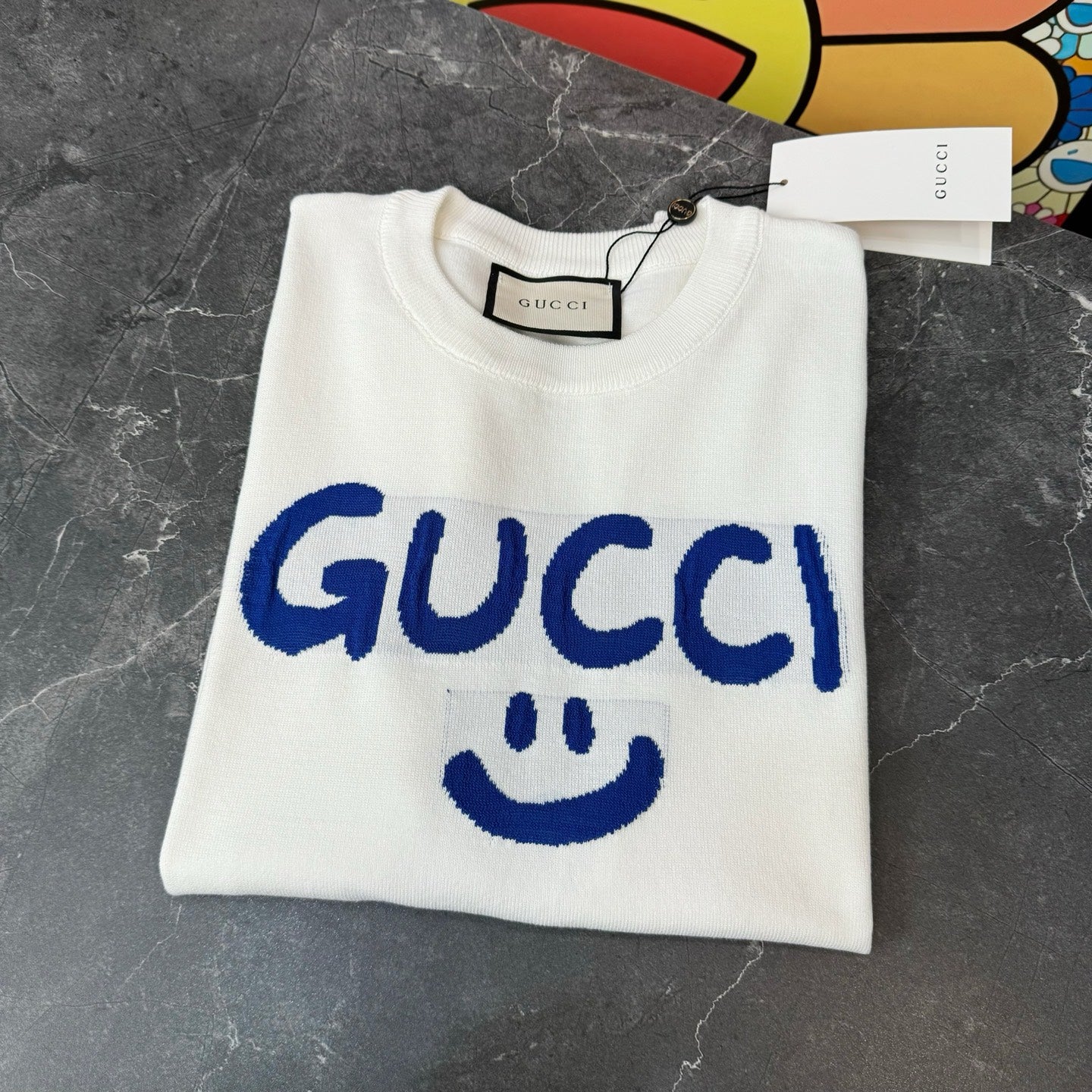 GUCCI Smiley Logo Jacquard Knit T-Shirt (S–XL)