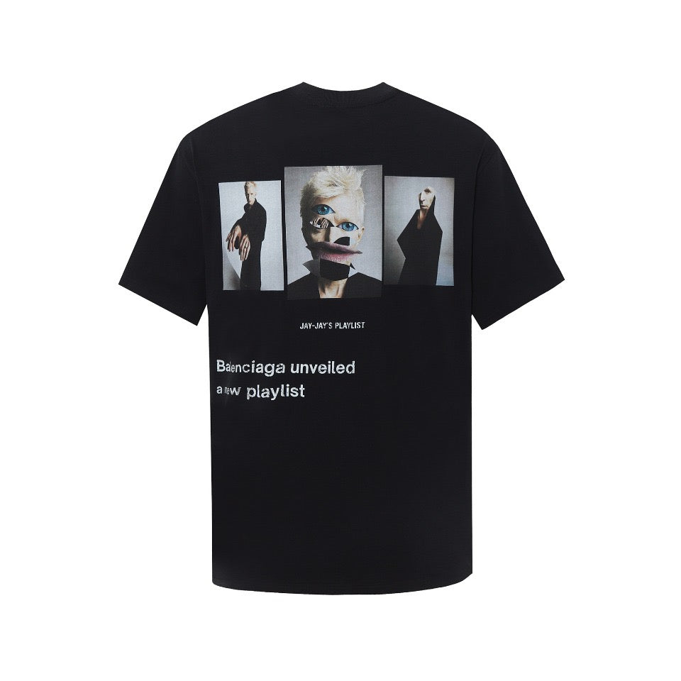 BALENCIAGA 24SS White Ink Spray Print T-Shirt (XS–L)