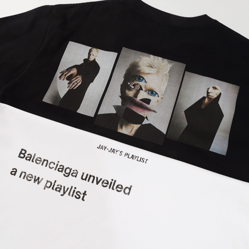 BALENCIAGA 24SS White Ink Spray Print T-Shirt (XS–L)