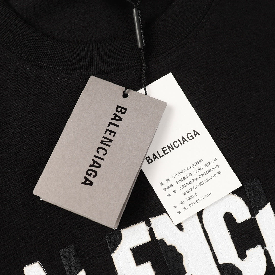 BALENCIAGA Embroidered Flame Patchwork Oversized T-Shirt (S–XL)