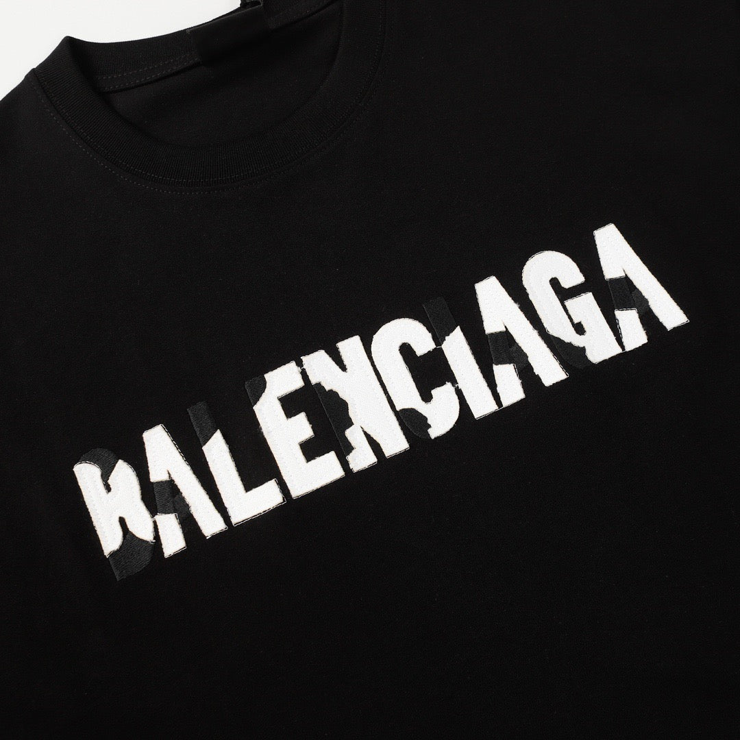 BALENCIAGA Embroidered Flame Patchwork Oversized T-Shirt (S–XL)