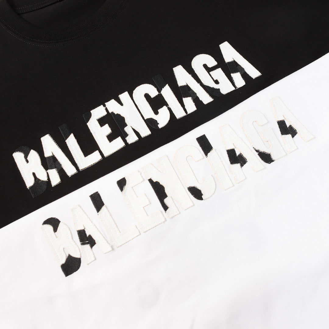 BALENCIAGA Embroidered Flame Patchwork Oversized T-Shirt (S–XL)