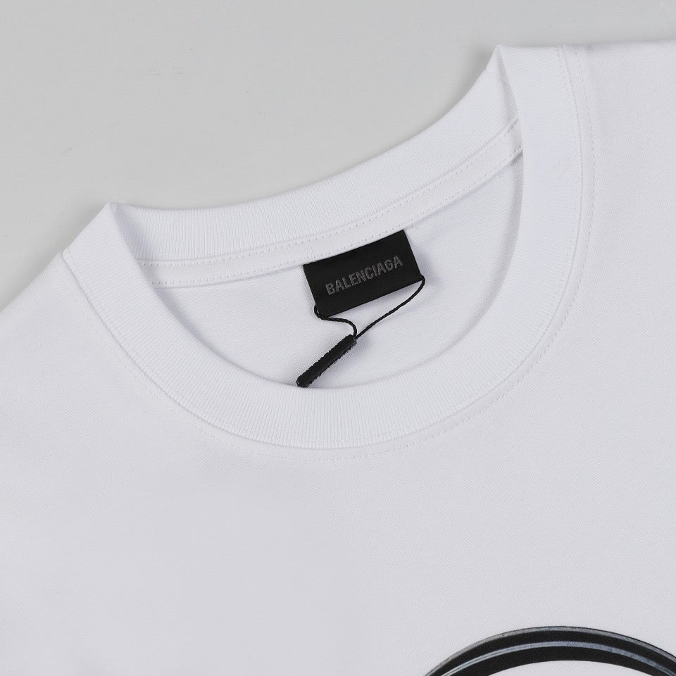 BALENCIAGA Passport Graphic White Ink Print T-Shirt (XS–L)