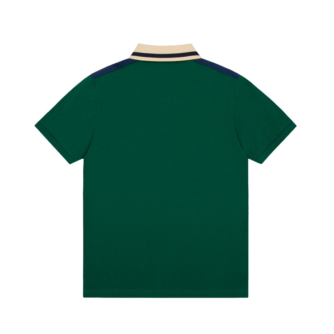 GUCCI 2025 New Season Polo Shirt – GG Embroidery Pocket, Contrast Collar, Black (M–3XL)