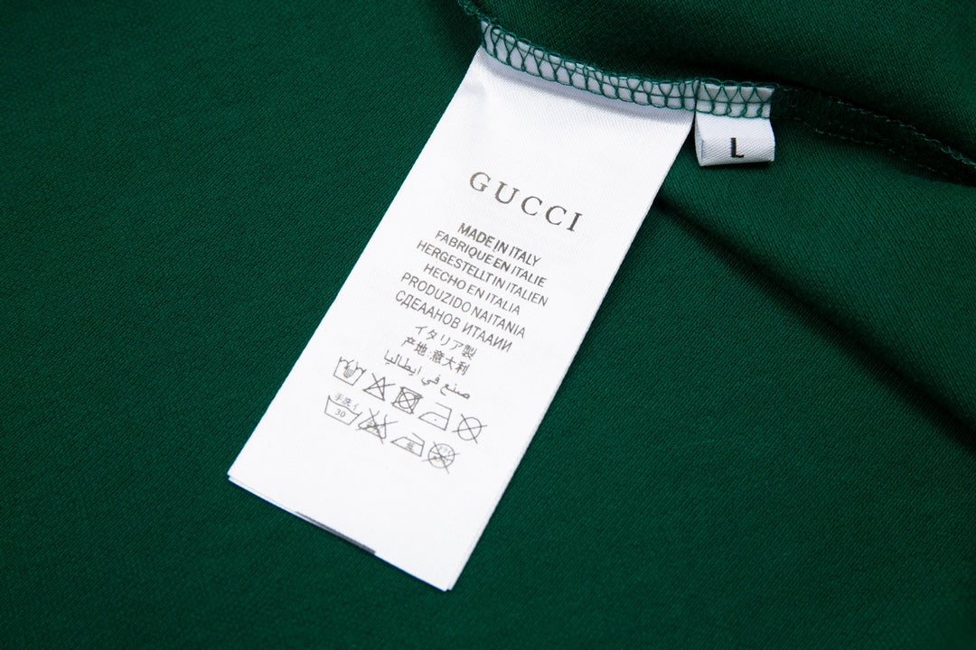 GUCCI 2025 New Season Polo Shirt – GG Embroidery Pocket, Contrast Collar, Black (M–3XL)