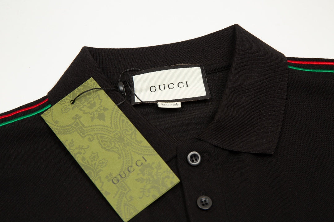 GUCCI 2025 Spring/Summer Luxury Contrast-Panel Polo Shirt · Sizes M-3XL