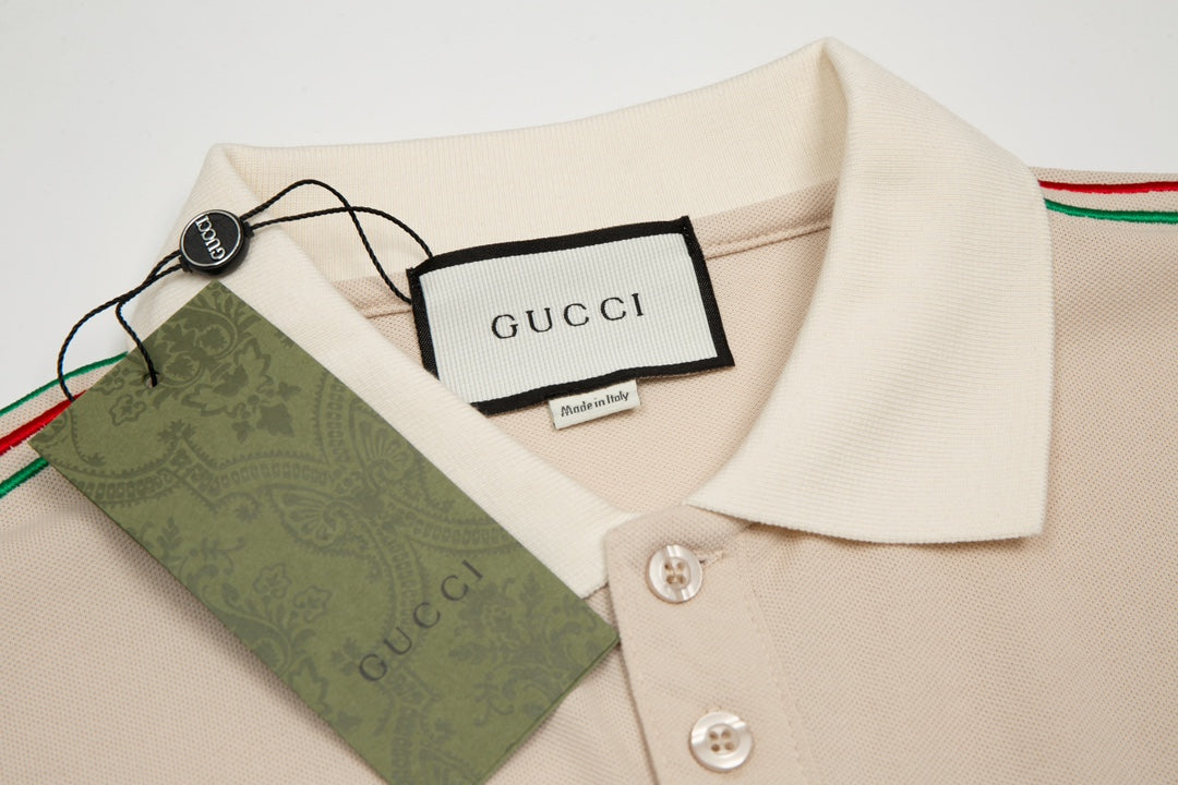 GUCCI 2025 Spring/Summer Luxury Contrast-Panel Polo Shirt · Sizes M-3XL