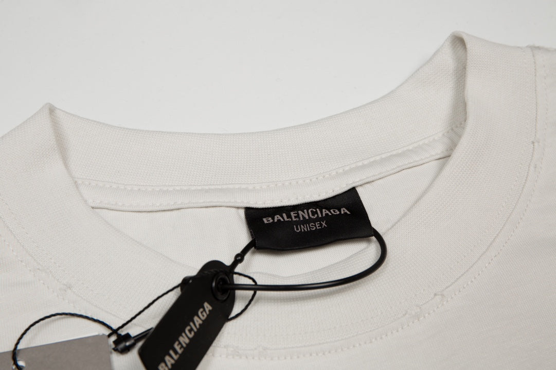 BALENCIAGA Oversized “Reverse Logo” T-Shirt with Dual-Crack Print (XS–L)