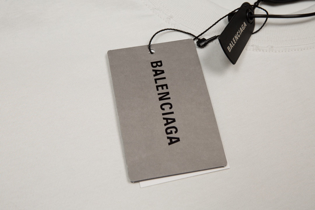 BALENCIAGA Oversized “Reverse Logo” T-Shirt with Dual-Crack Print (XS–L)
