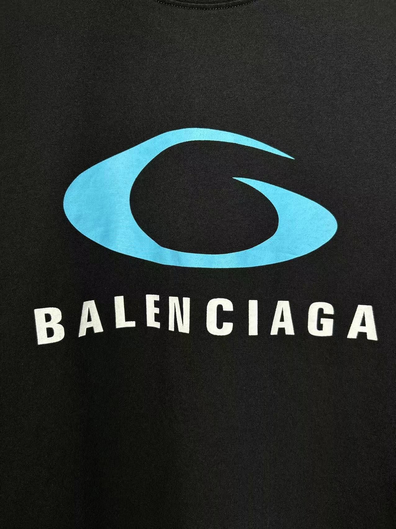 BALENCIAGA 24FW LOOP SPORTS ICON Oversized T-Shirt – Blue Print Logo – Size 1/2/3/4 – Unisex