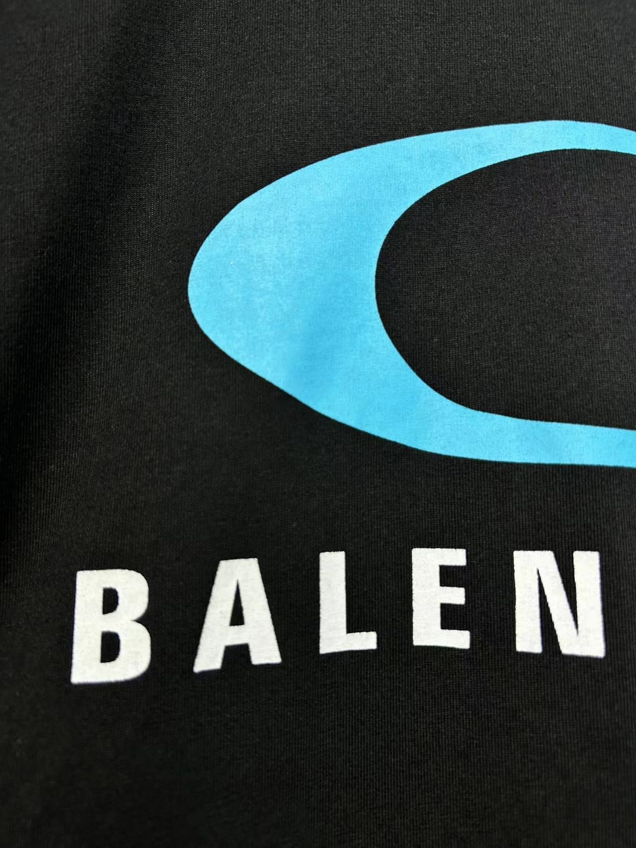 BALENCIAGA 24FW LOOP SPORTS ICON Oversized T-Shirt – Blue Print Logo – Size 1/2/3/4 – Unisex