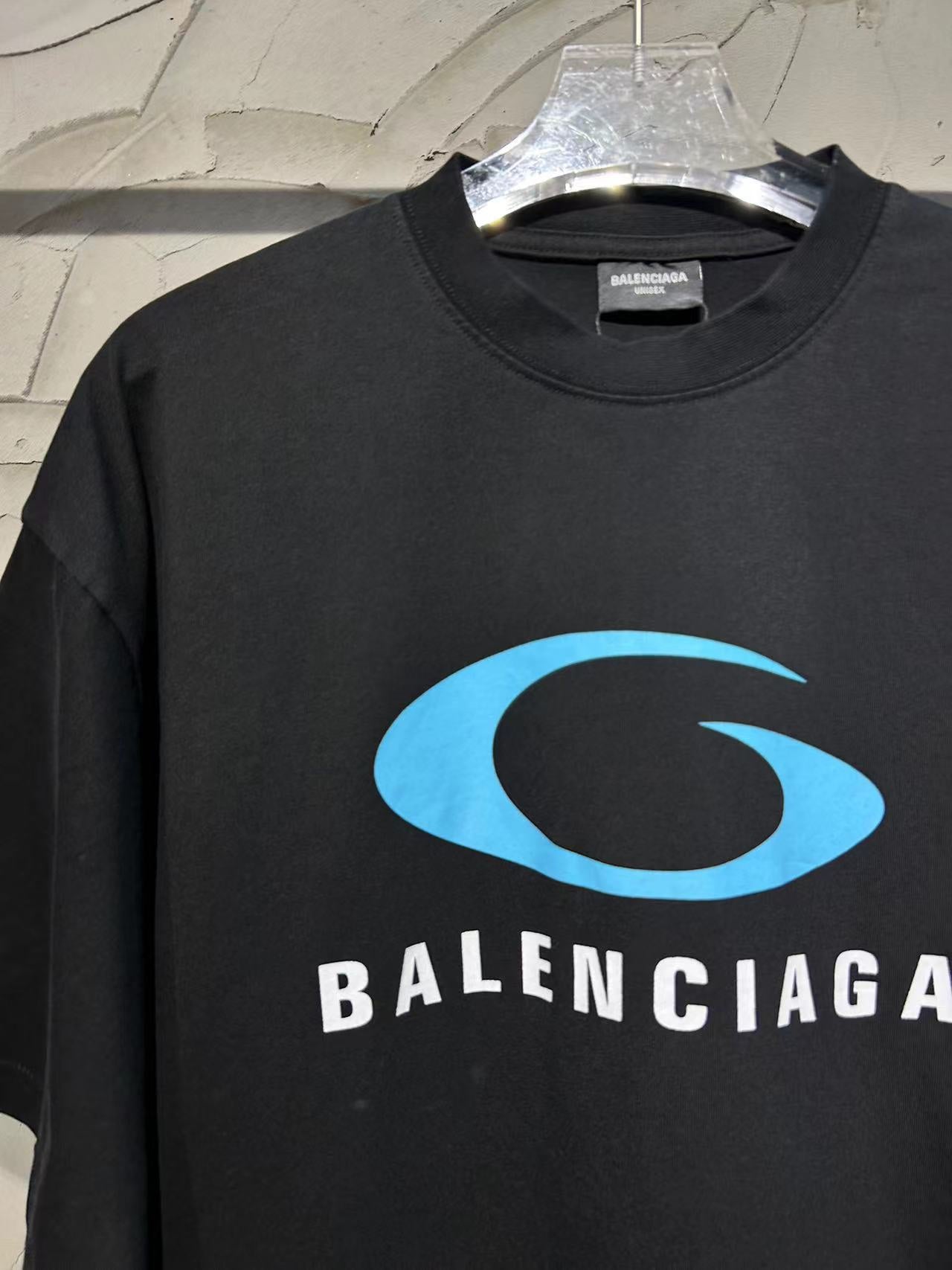 BALENCIAGA 24FW LOOP SPORTS ICON Oversized T-Shirt – Blue Print Logo – Size 1/2/3/4 – Unisex