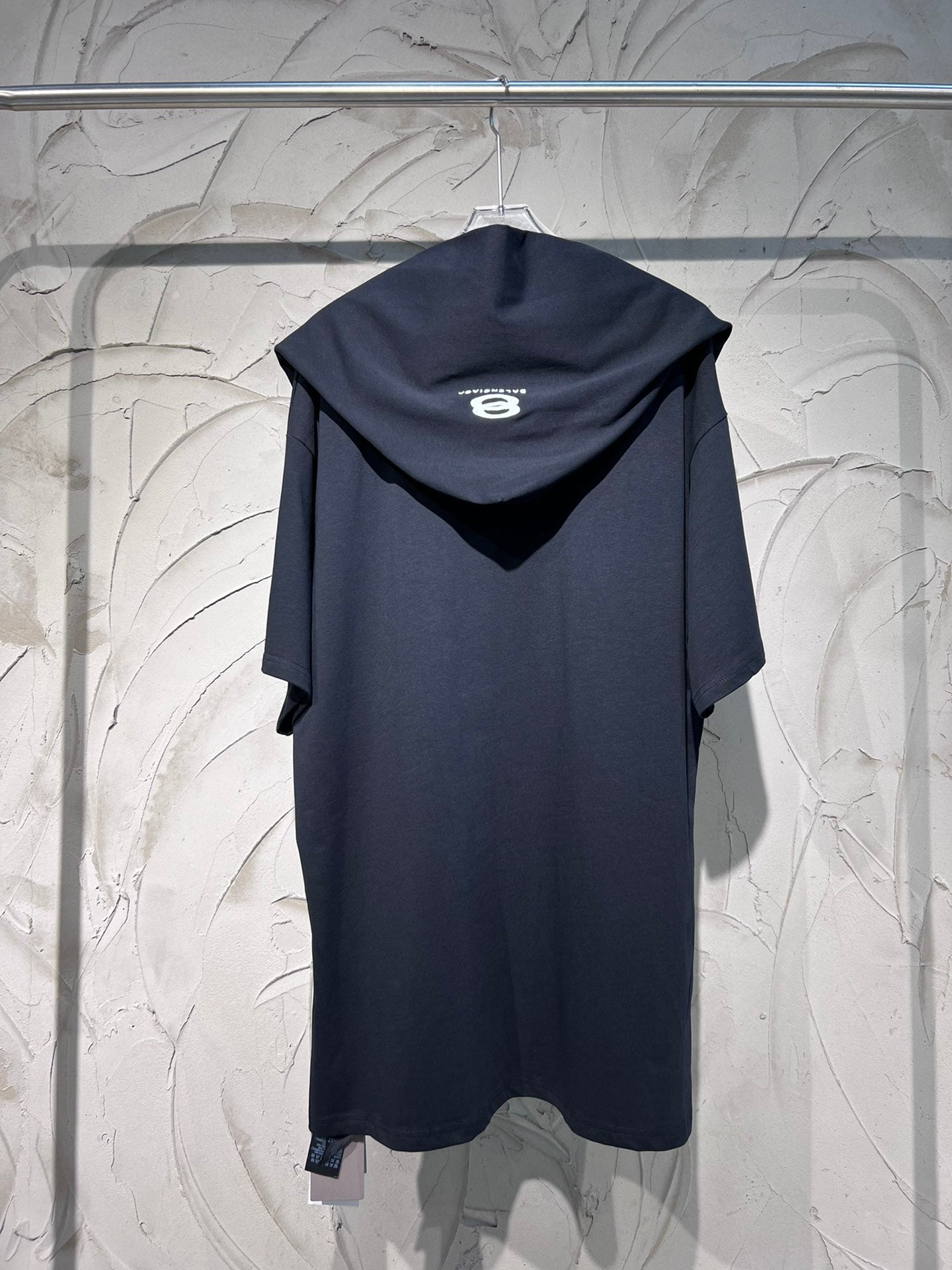 BALENCIAGA Layered Oversized Hoodie T-Shirt with Embroidered Logo – Black/Grey (Size 1–4)