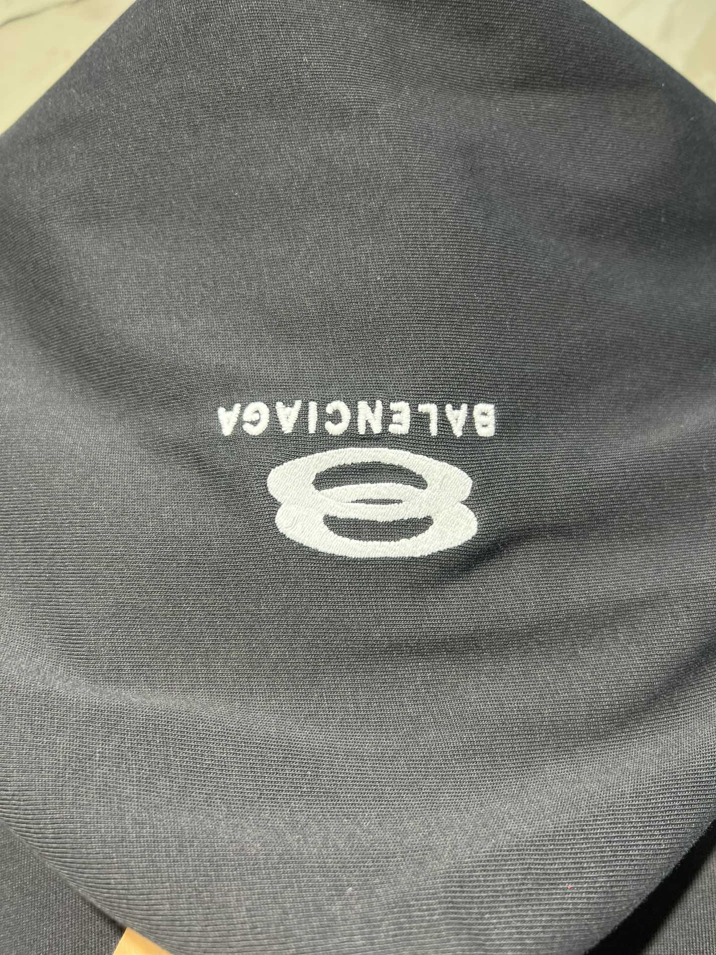 BALENCIAGA Layered Oversized Hoodie T-Shirt with Embroidered Logo – Black/Grey (Size 1–4)