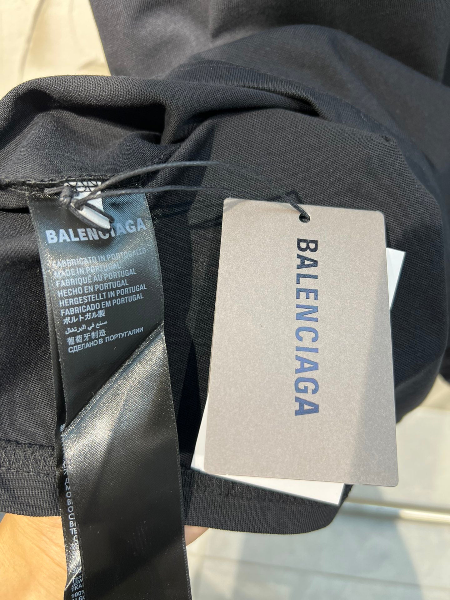BALENCIAGA Layered Oversized Hoodie T-Shirt with Embroidered Logo – Black/Grey (Size 1–4)