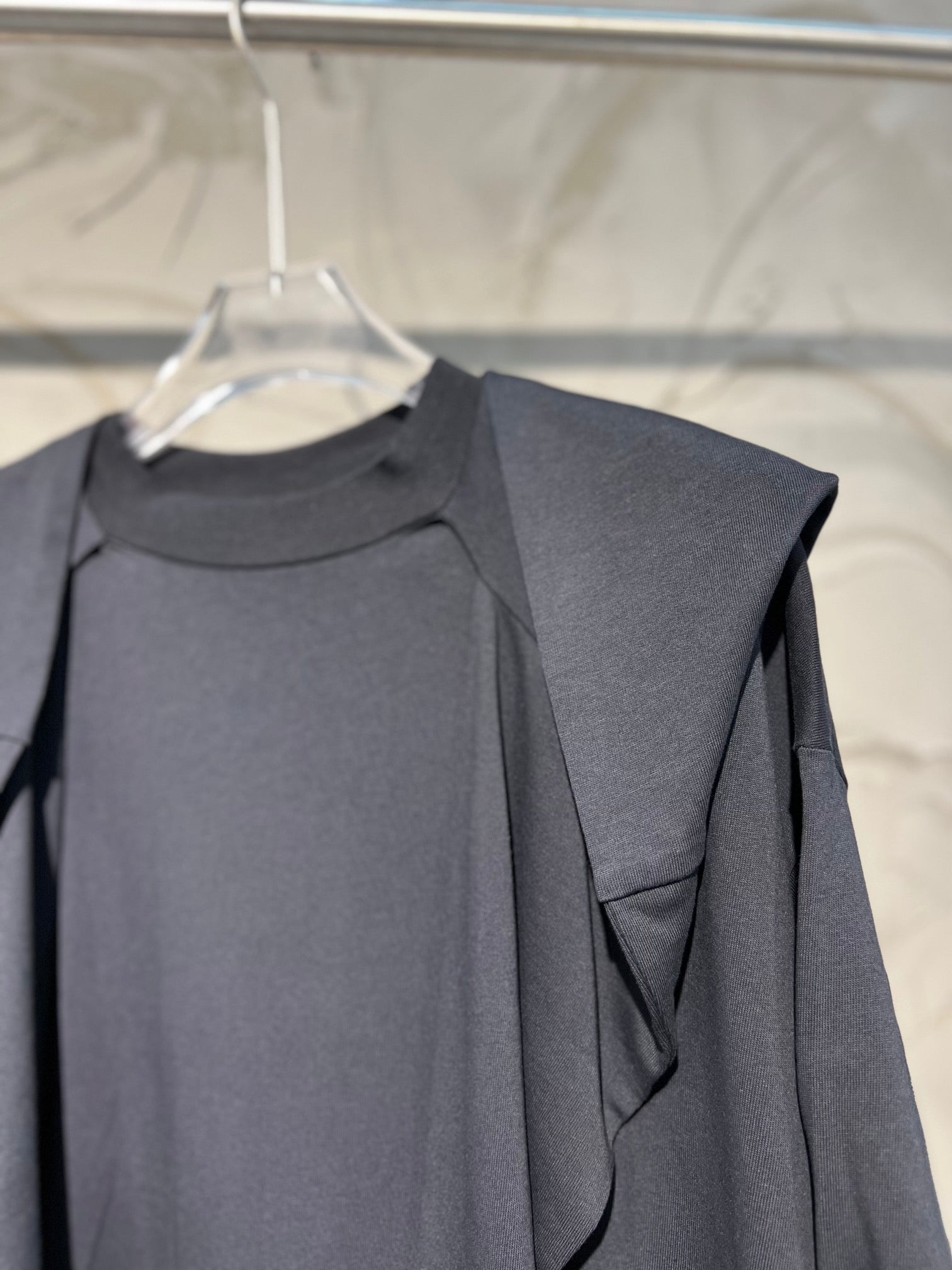 BALENCIAGA Layered Oversized Hoodie T-Shirt with Embroidered Logo – Black/Grey (Size 1–4)