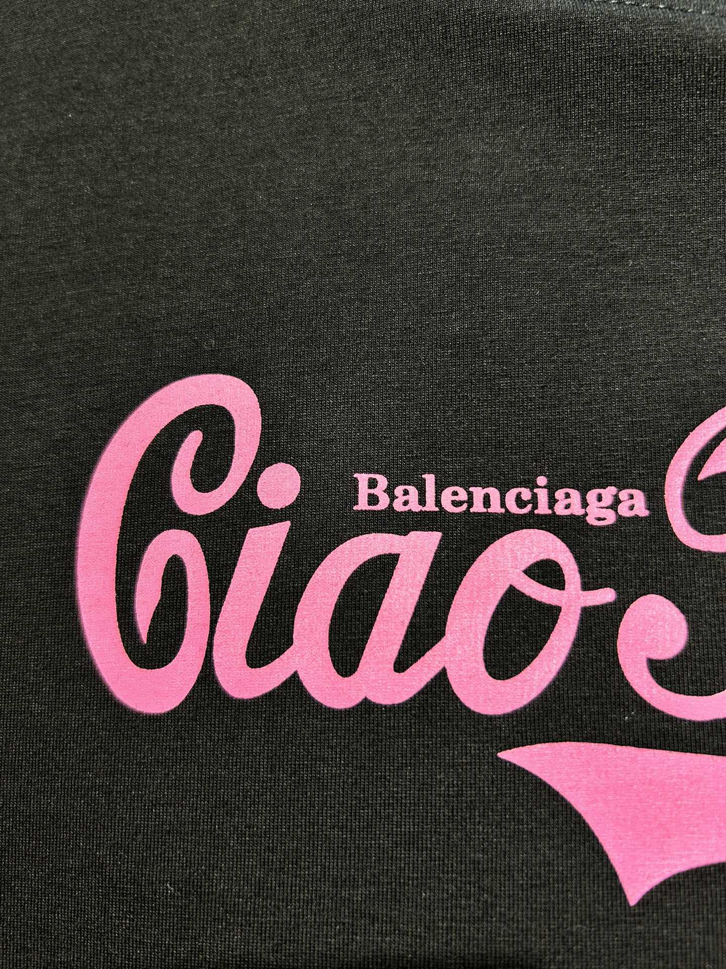 BALENCIAGA BLCG Women’s “CIAO HELLO” Distressed Print T-Shirt – Black (Size 1–3)