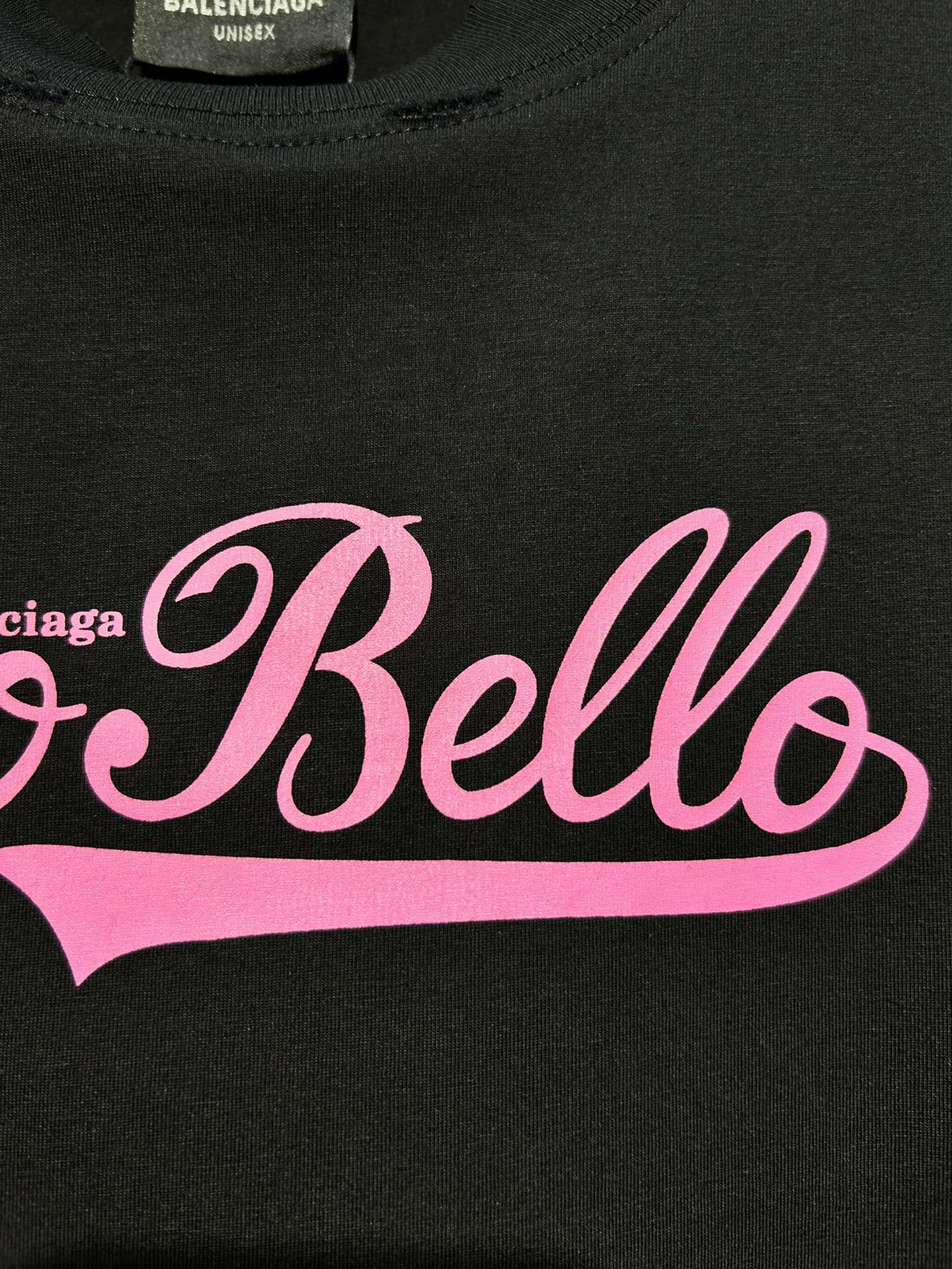 BALENCIAGA BLCG Women’s “CIAO HELLO” Distressed Print T-Shirt – Black (Size 1–3)