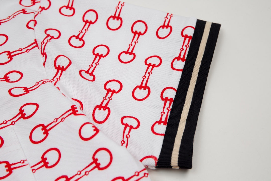 GUCCI 2024 Classic Horsebit Logo All-Over Print Polo Shirt · Sizes M-3XL
