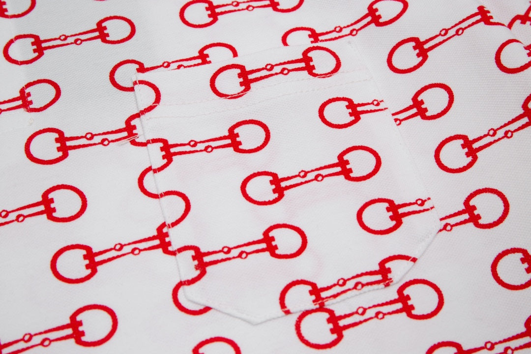 GUCCI 2024 Classic Horsebit Logo All-Over Print Polo Shirt · Sizes M-3XL