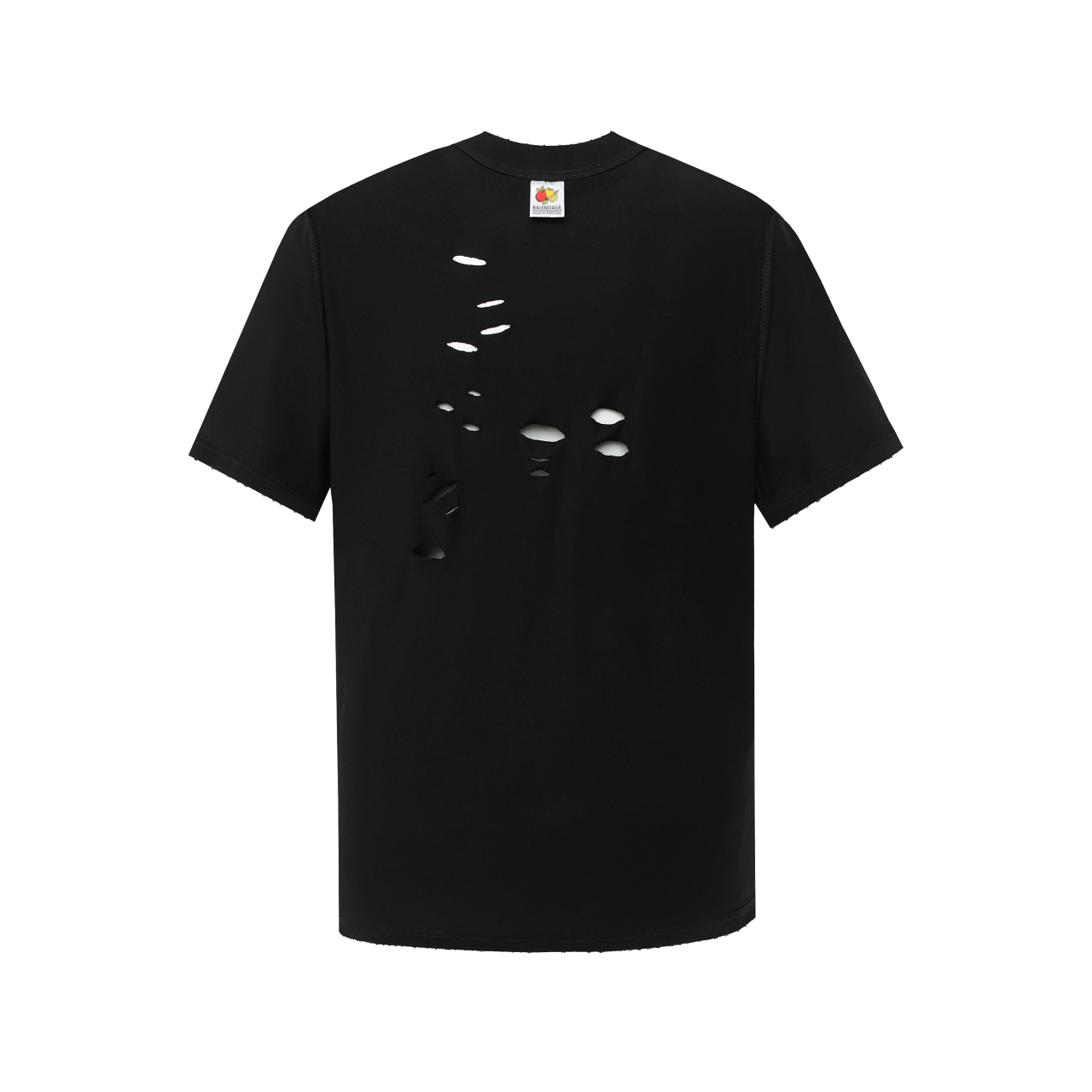 BALENCIAGA Distressed “Inverted Logo” Embroidered Oversized T-Shirt – Black/White (Size 1–4)