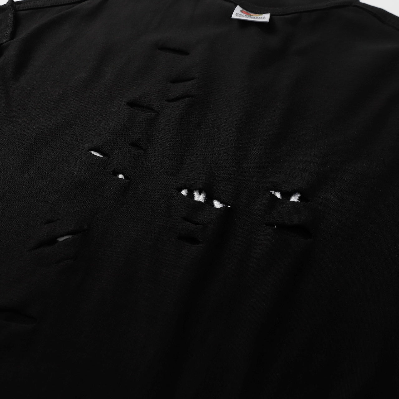 BALENCIAGA Distressed “Inverted Logo” Embroidered Oversized T-Shirt – Black/White (Size 1–4)
