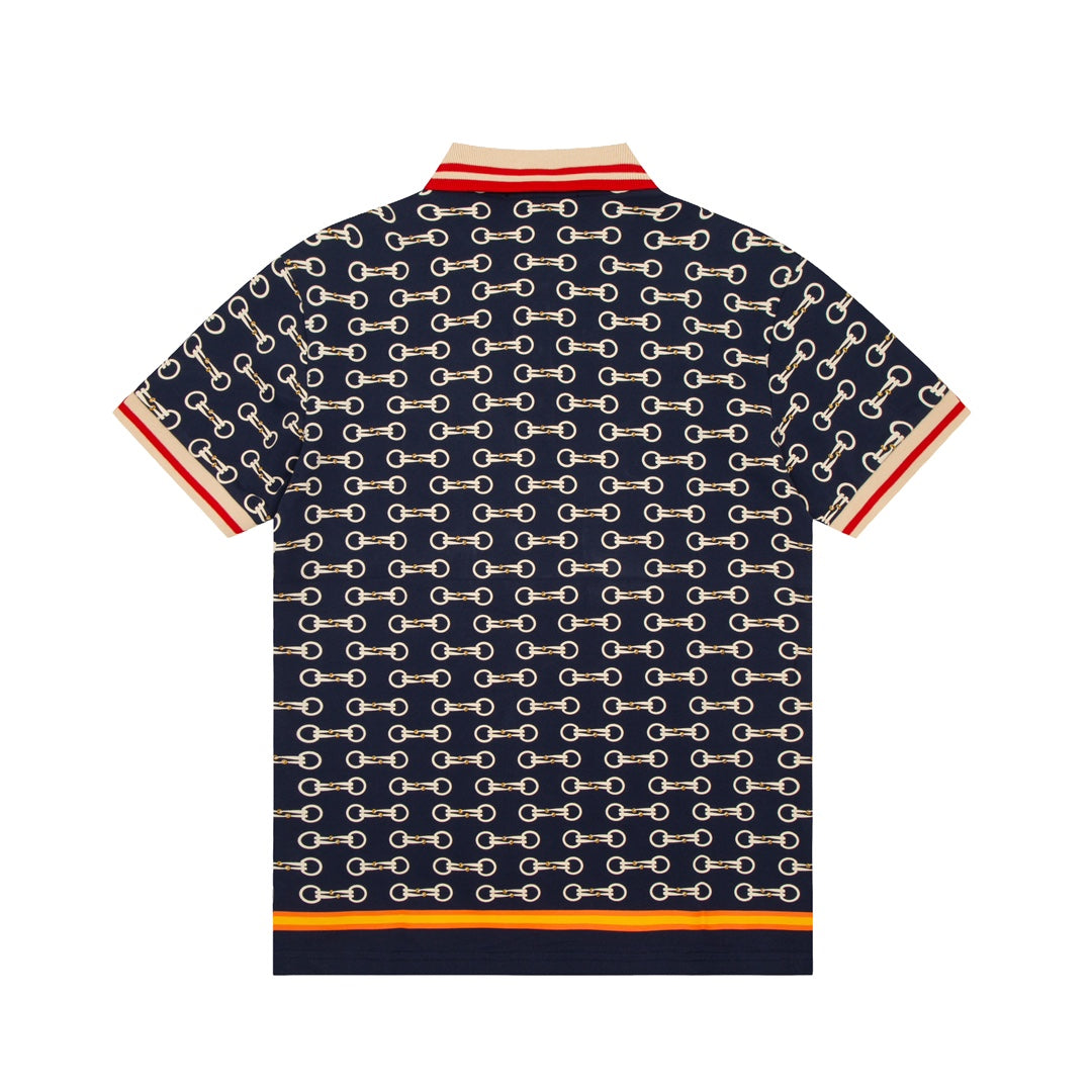 GUCCI 2024 Classic Horsebit Logo All-Over Print Polo Shirt · Sizes M-3XL