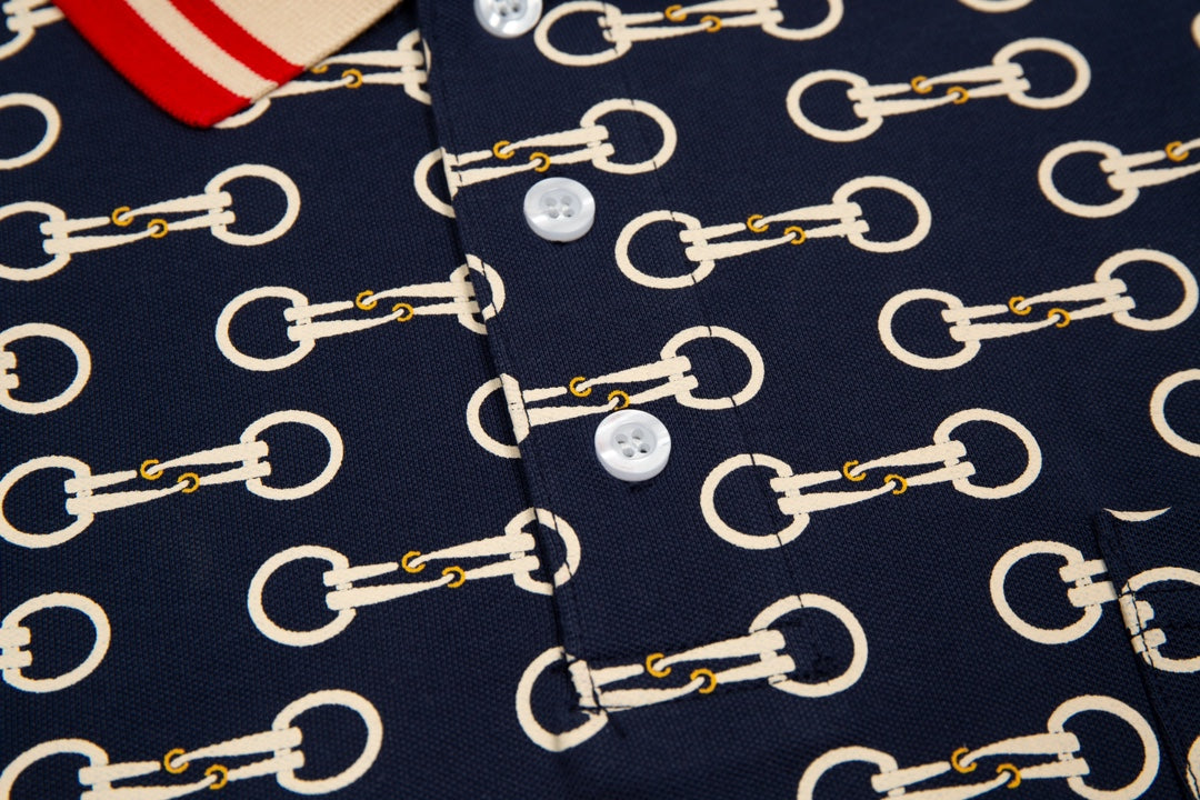 GUCCI 2024 Classic Horsebit Logo All-Over Print Polo Shirt · Sizes M-3XL