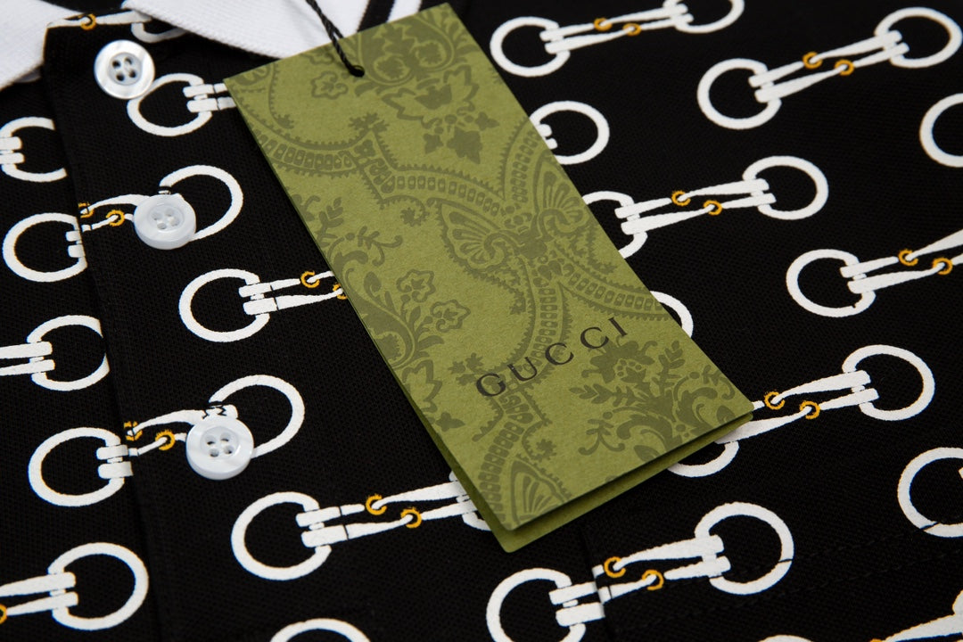 GUCCI 2024 Classic Horsebit Logo All-Over Print Polo Shirt · Sizes M-3XL