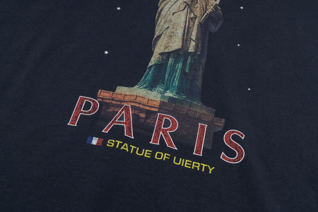 BALENCIAGA “Statue of Liberty” Distressed Oversized T-Shirt – XS–L
