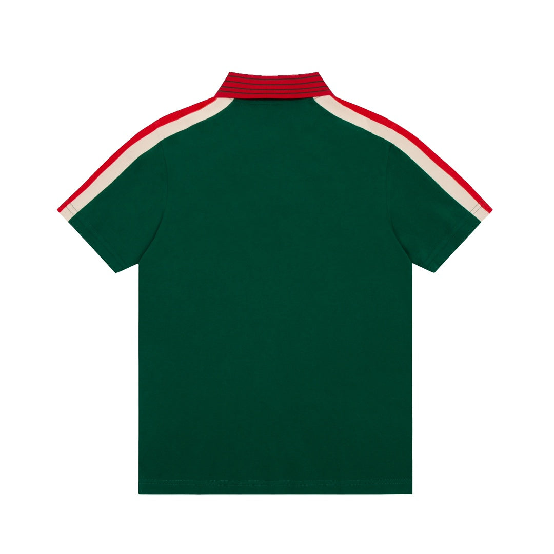 GUCCI 2023 Tricolor Web Contrast-Panel Polo Shirt · Black · Sizes M-3XL