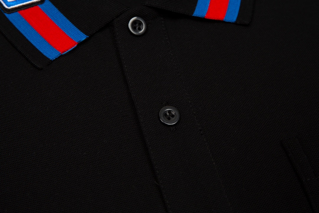 GUCCI 2024 Spring/Summer Contrast Panel Luxury Logo Polo Shirt Black M-3XL