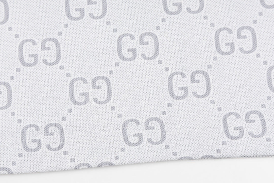GUCCI 2024 Spring/Summer Double-G Monogram Stripe Panel Retro-Inspired Polo Shirt White M-3XL