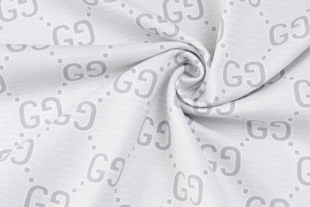 GUCCI 2024 Spring/Summer Double-G Monogram Stripe Panel Retro-Inspired Polo Shirt White M-3XL