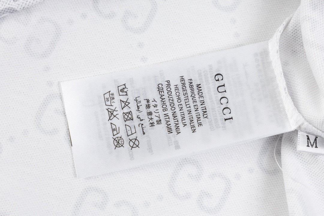 GUCCI 2024 Spring/Summer Double-G Monogram Stripe Panel Retro-Inspired Polo Shirt White M-3XL