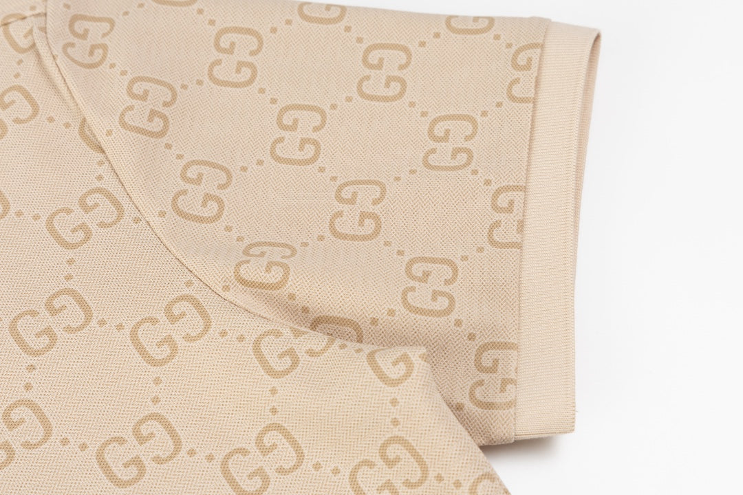 GUCCI 2024 Spring/Summer Double-G Monogram Stripe Panel Retro-Inspired Polo Shirt White M-3XL