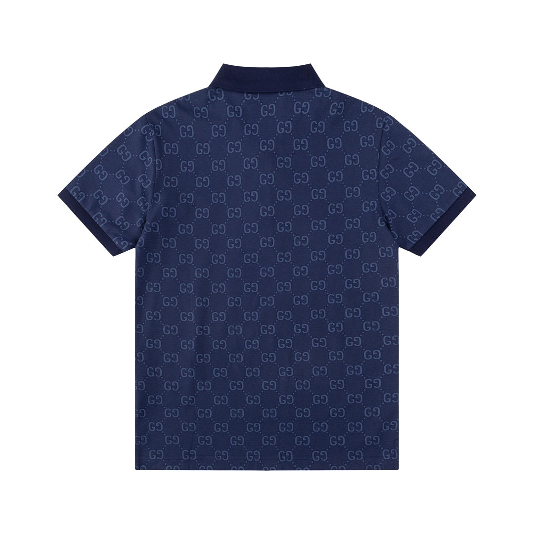 GUCCI 2024 Spring/Summer Double-G Monogram Stripe Panel Retro-Inspired Polo Shirt White M-3XL